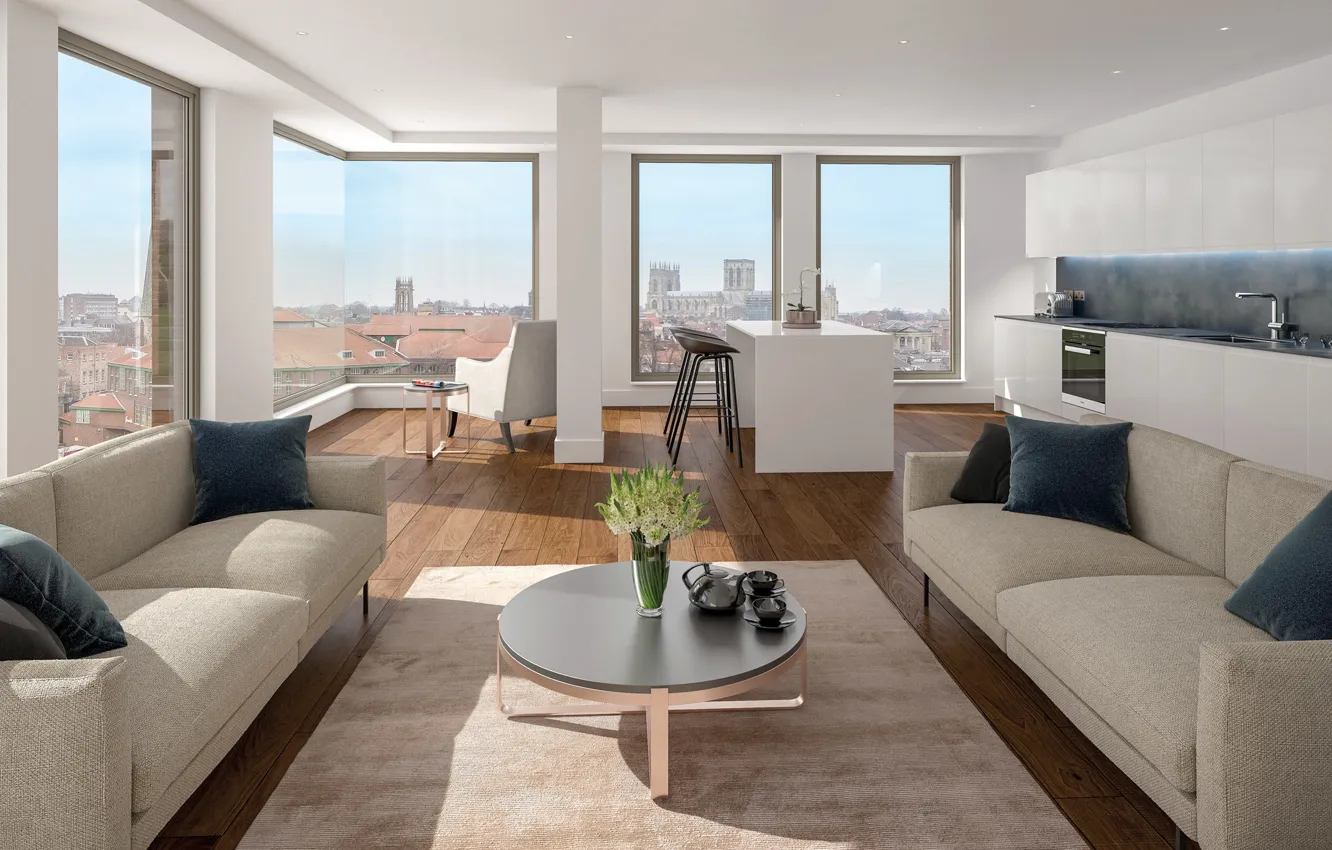 Photo wallpaper interior, kitchen, living room, dining room, York, Ryedale House