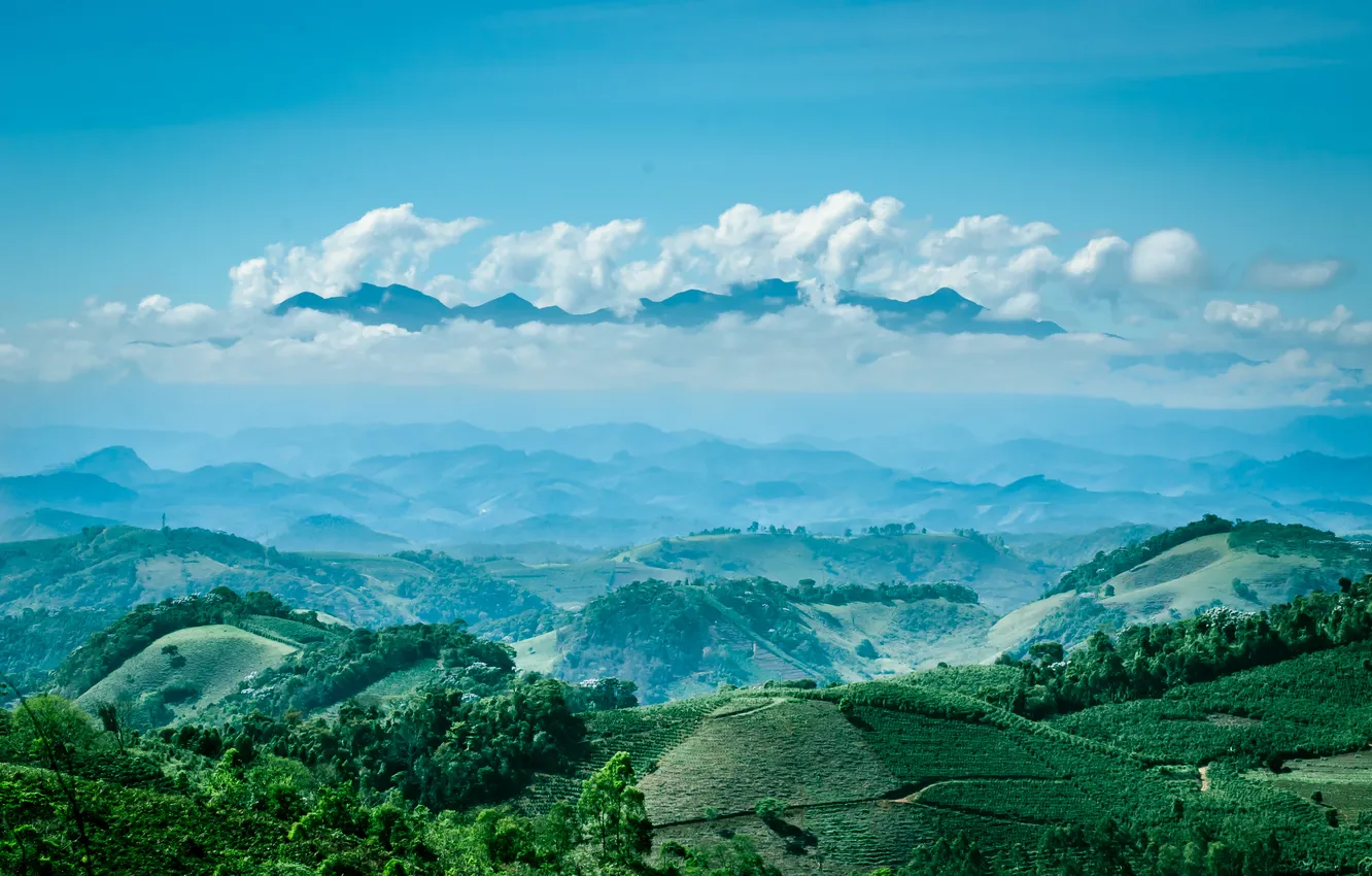 Photo wallpaper the sky, clouds, mountains, hills, Brazil, Minas Gerais, Caparao, Caparaó