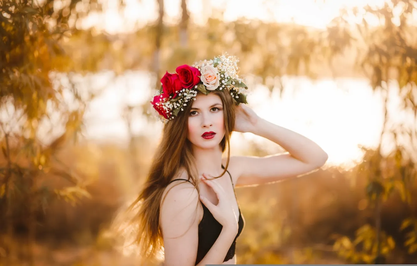 Photo wallpaper look, girl, nature