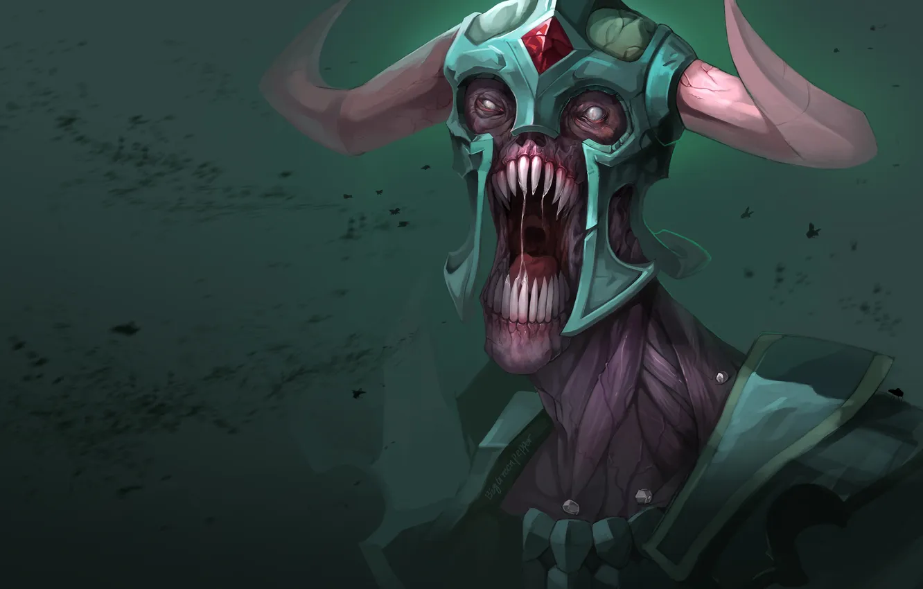 Photo wallpaper sake, armor, bones, dota 2, pearls, Undying, living dead, horns and teeth