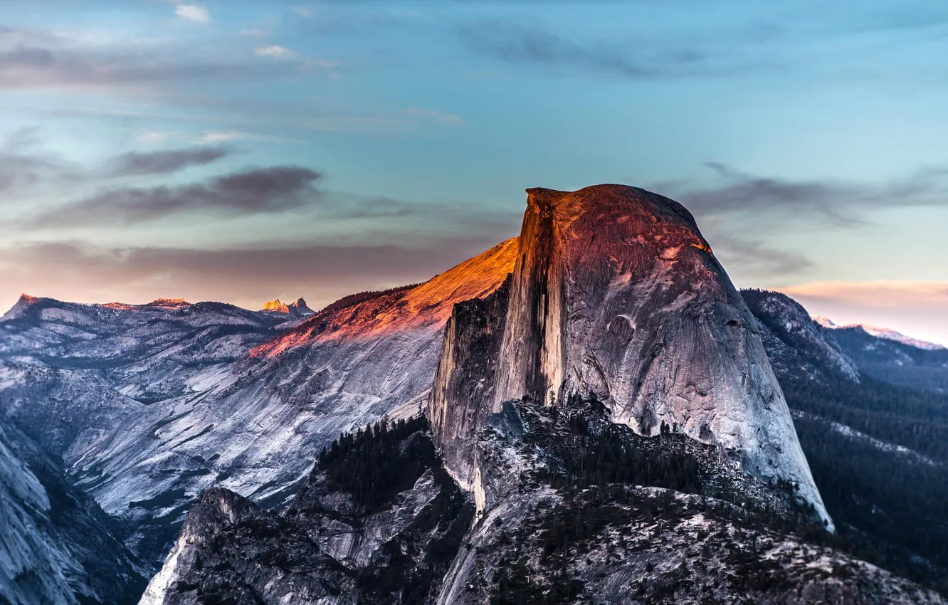Photo wallpaper sunset, mountains, nature, USA, Yosemite national Park, Yosemite National Park