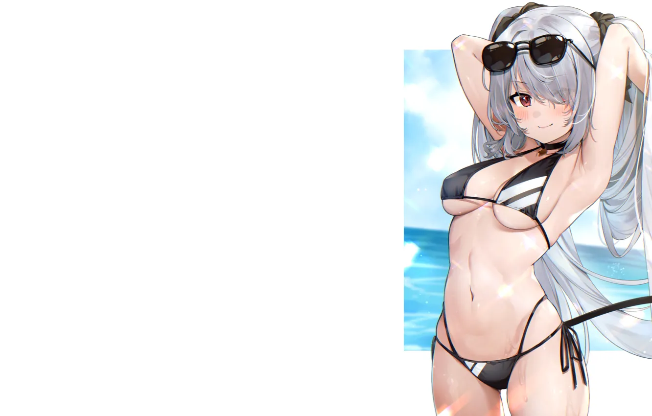 Photo wallpaper kawaii, girl, hot, sexy, wet, beach, anime, seaside