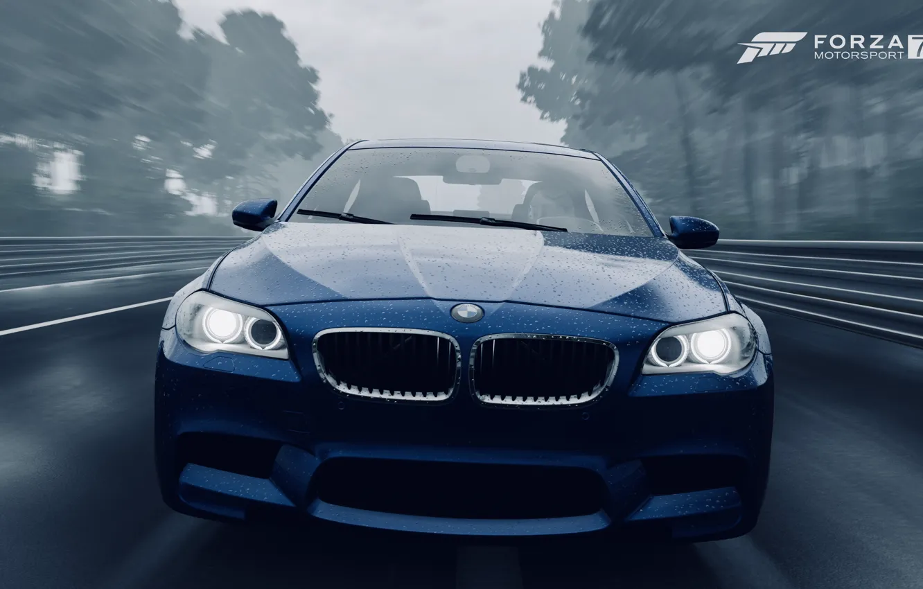 Photo wallpaper HDR, BMW, game, rain, speed, F10, 5, FM7