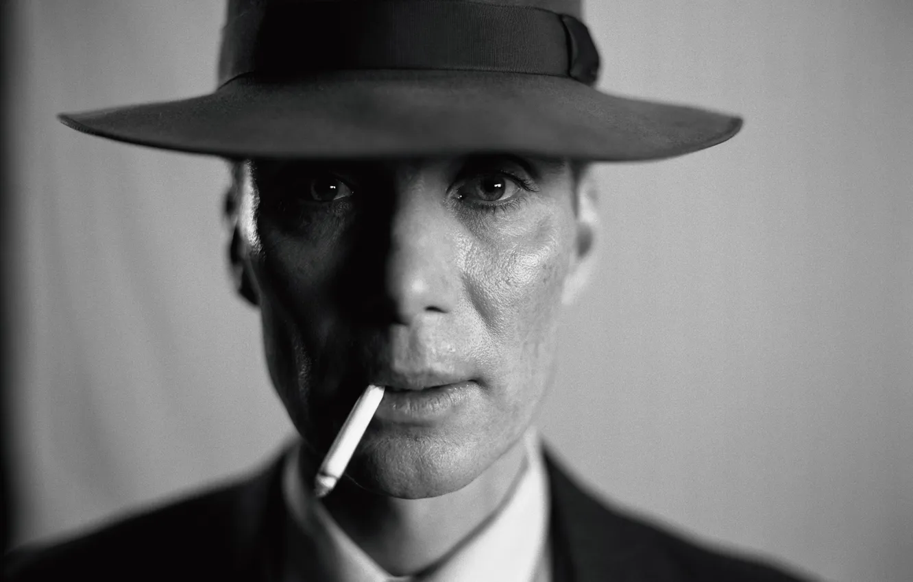 Photo wallpaper black and white, monochrome, Cillian Murphy, Oppenheimer, Oppenheimer, Killian Murphy
