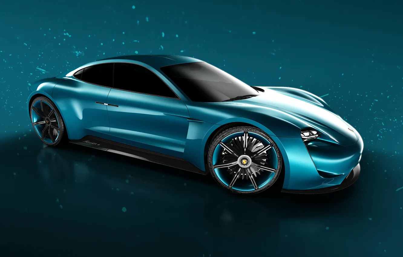 Photo wallpaper car, blue, rendering, Porsche Mission E