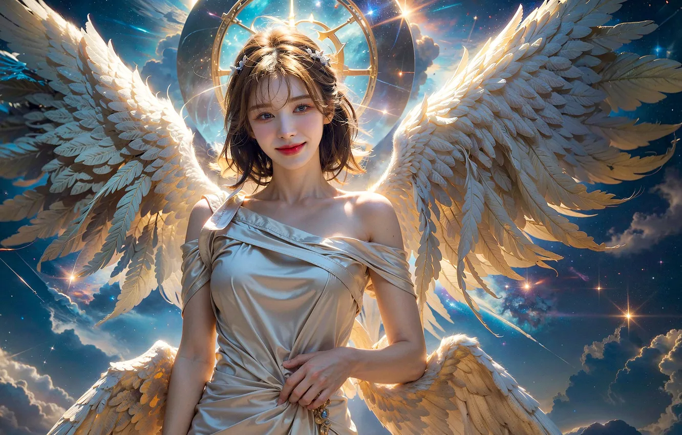 Photo wallpaper girl, angel, halo