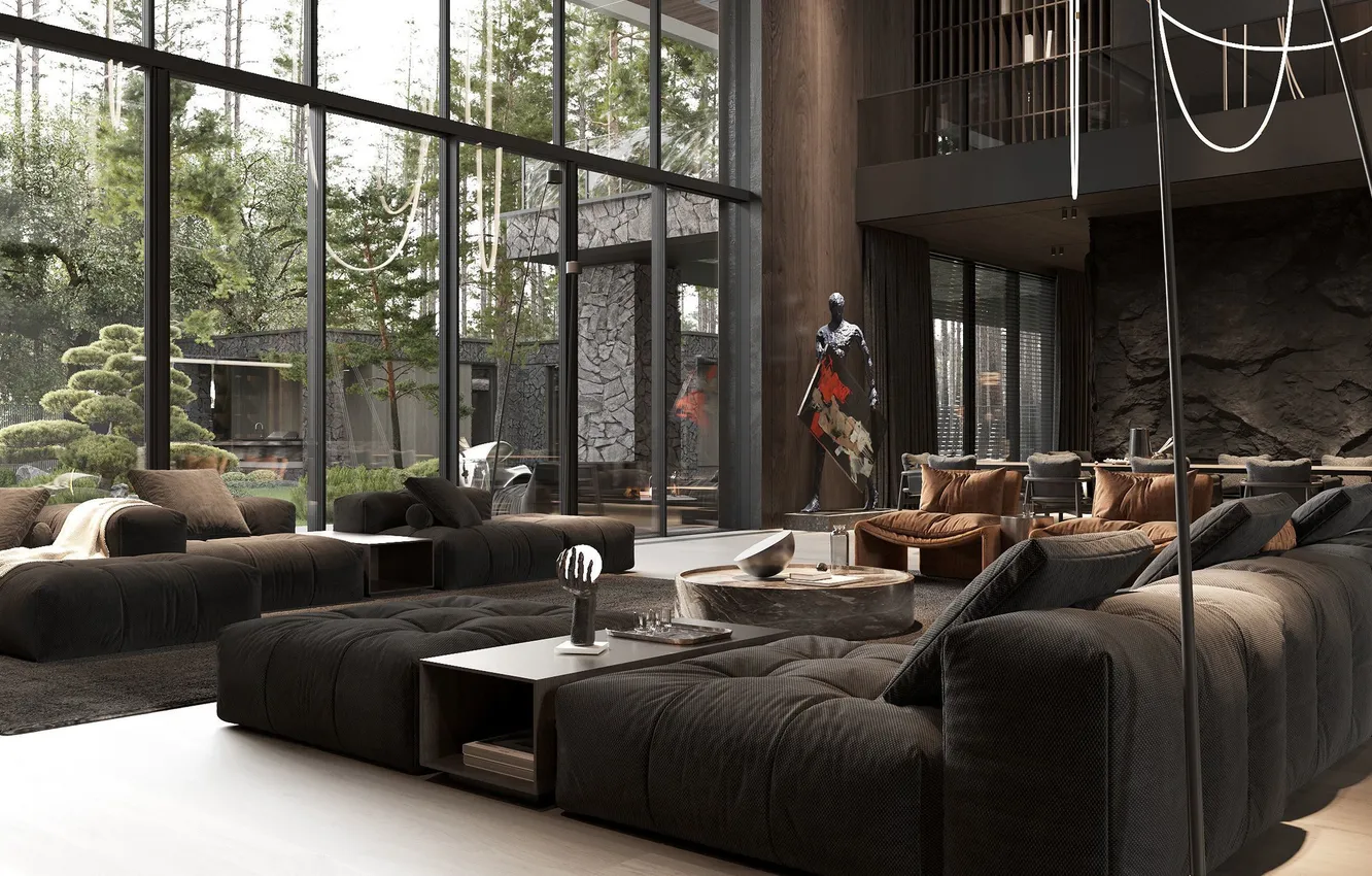 Photo wallpaper design, style, Villa, interior, dining room, luxury living room, by CartelleDesign