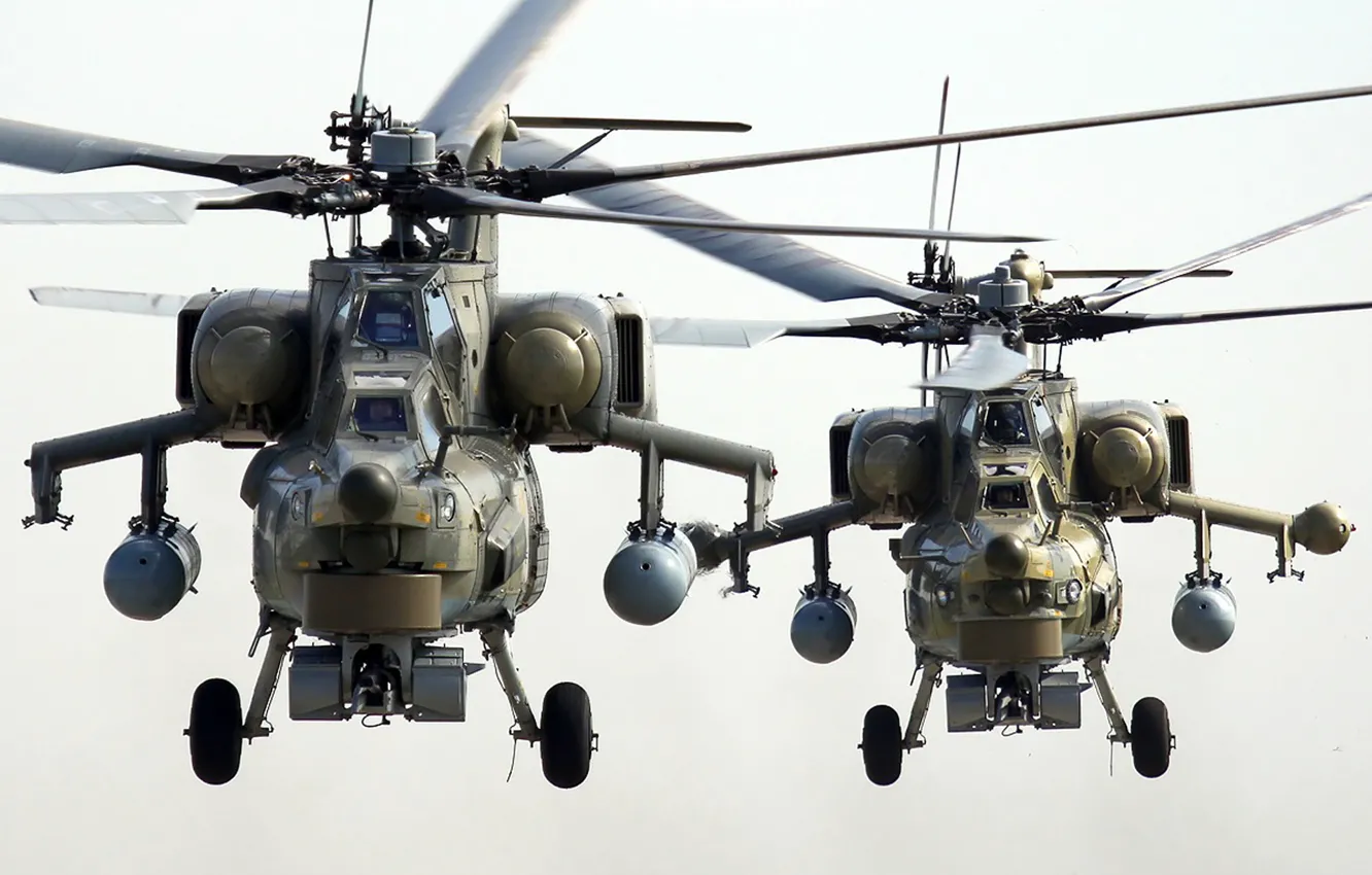 Photo wallpaper pair, helicopter, mi-28N