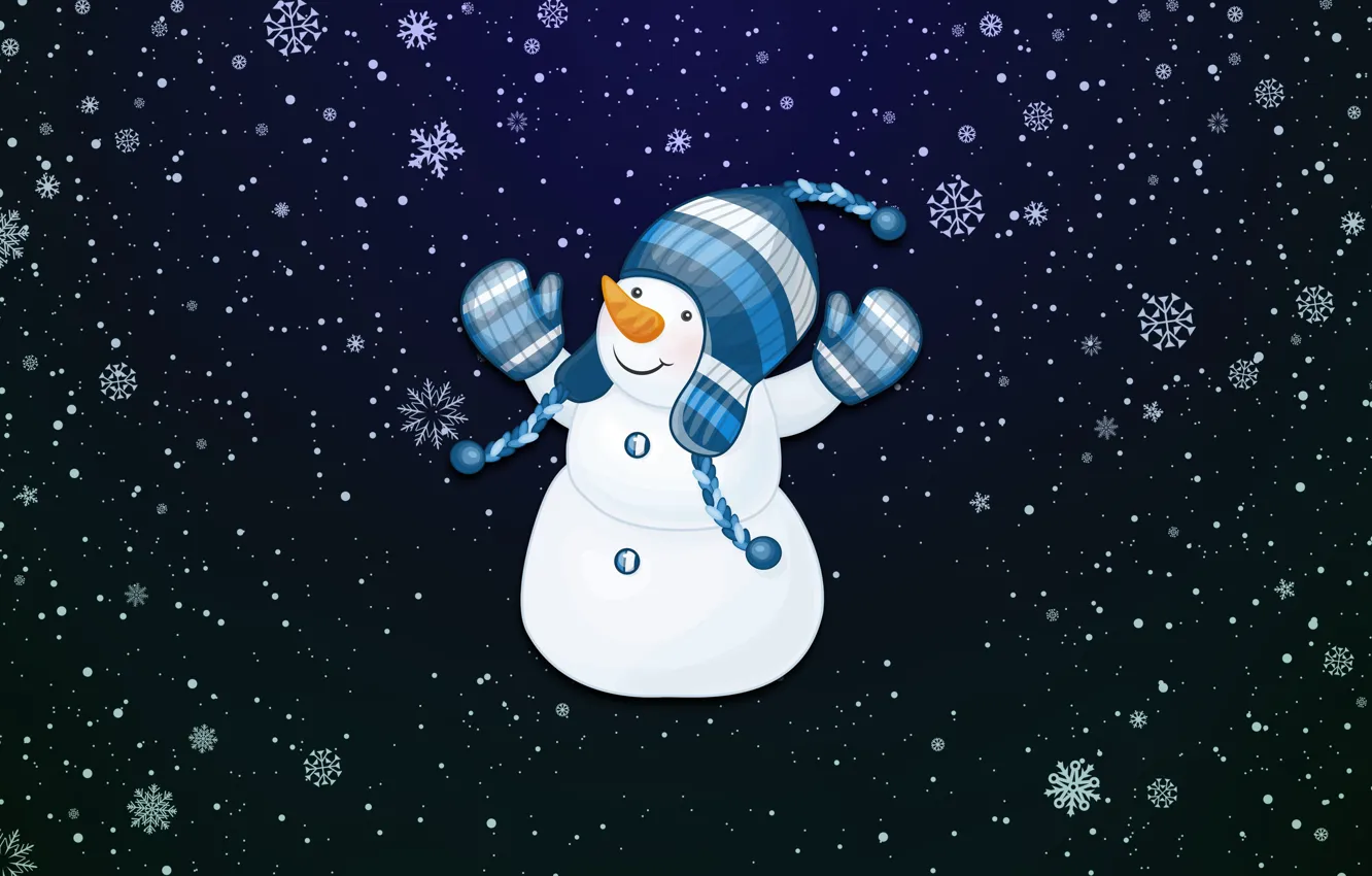 Photo wallpaper Winter, Minimalism, Snow, Background, New year, Holiday, Mood, Snowman