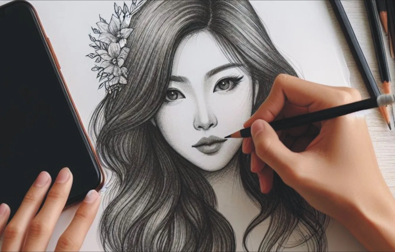 Photo wallpaper figure, pencils, art, drawing, painting, pencil, drawing