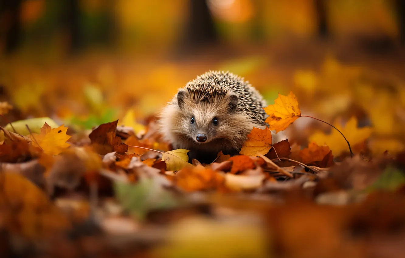 Photo wallpaper view, wild, hedgehog