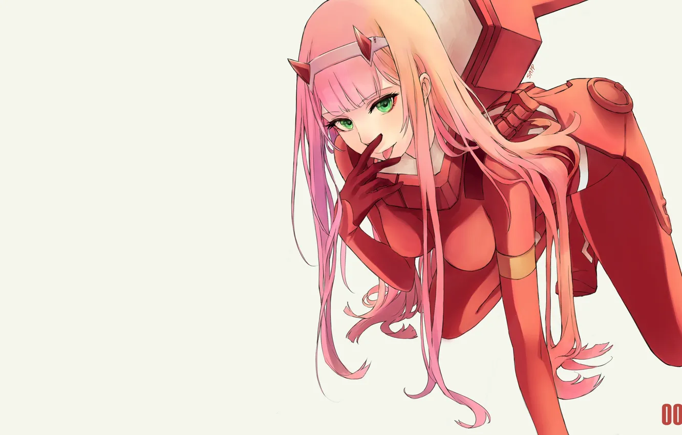 Photo wallpaper girl, pose, jumpsuit, 002, Darling In The Frankxx, Cute in France, Zero Two
