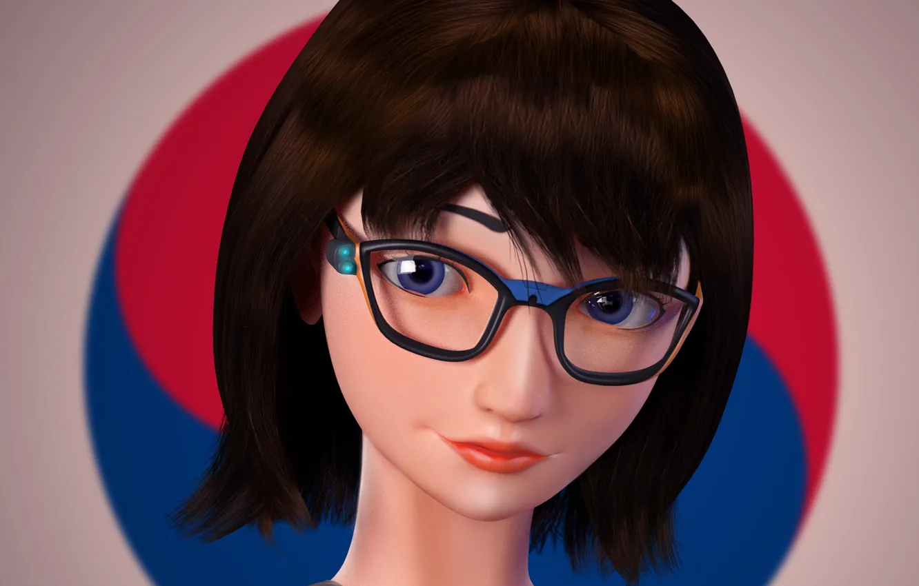 Photo wallpaper girl, glasses, 3D graphics, by KimmyYummy