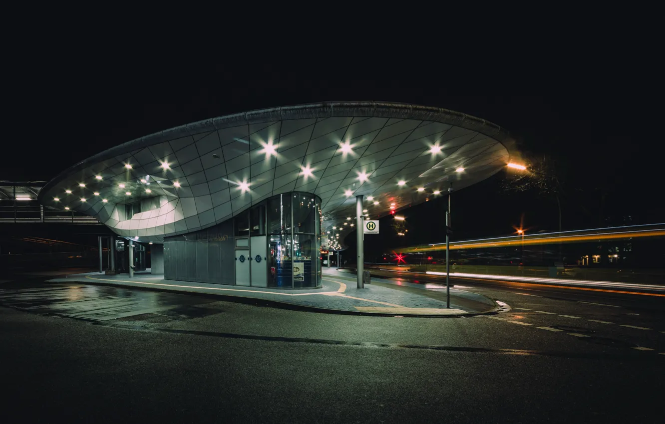 Photo wallpaper night, the city, Hamburg