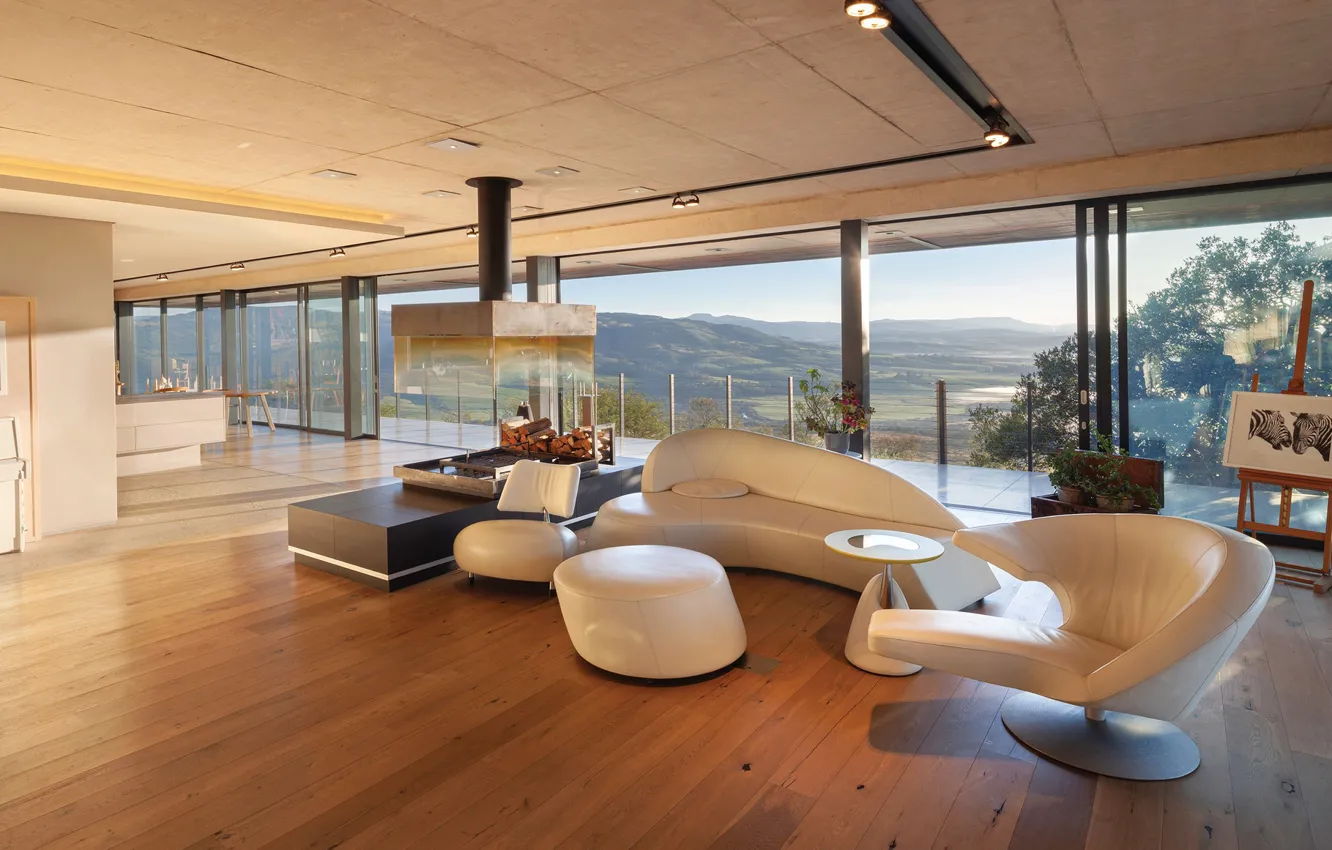 Photo wallpaper design, space, style, Villa, interior, kitchen, living room, South Africa