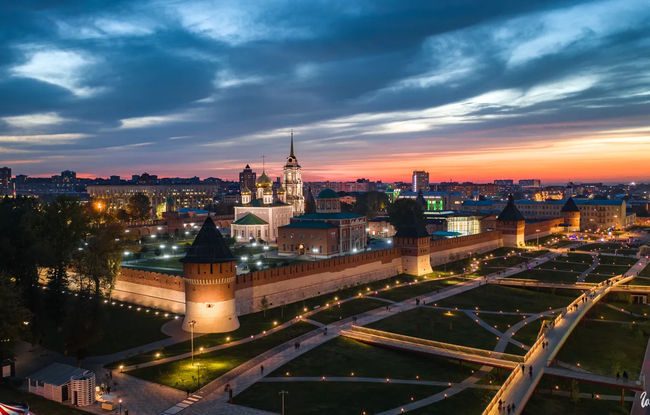 Photo wallpaper the city, the evening, lighting, The Kremlin, Tula, Ilya Garbuzov