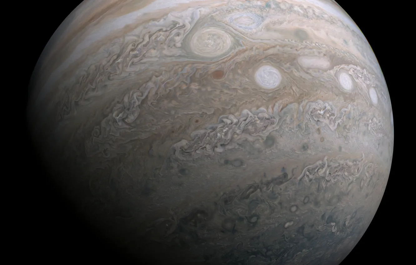 Photo wallpaper space, Jupiter, the surface of the planet, Juno, Jupiter, Juno, Solar System, Kevin M. Gill