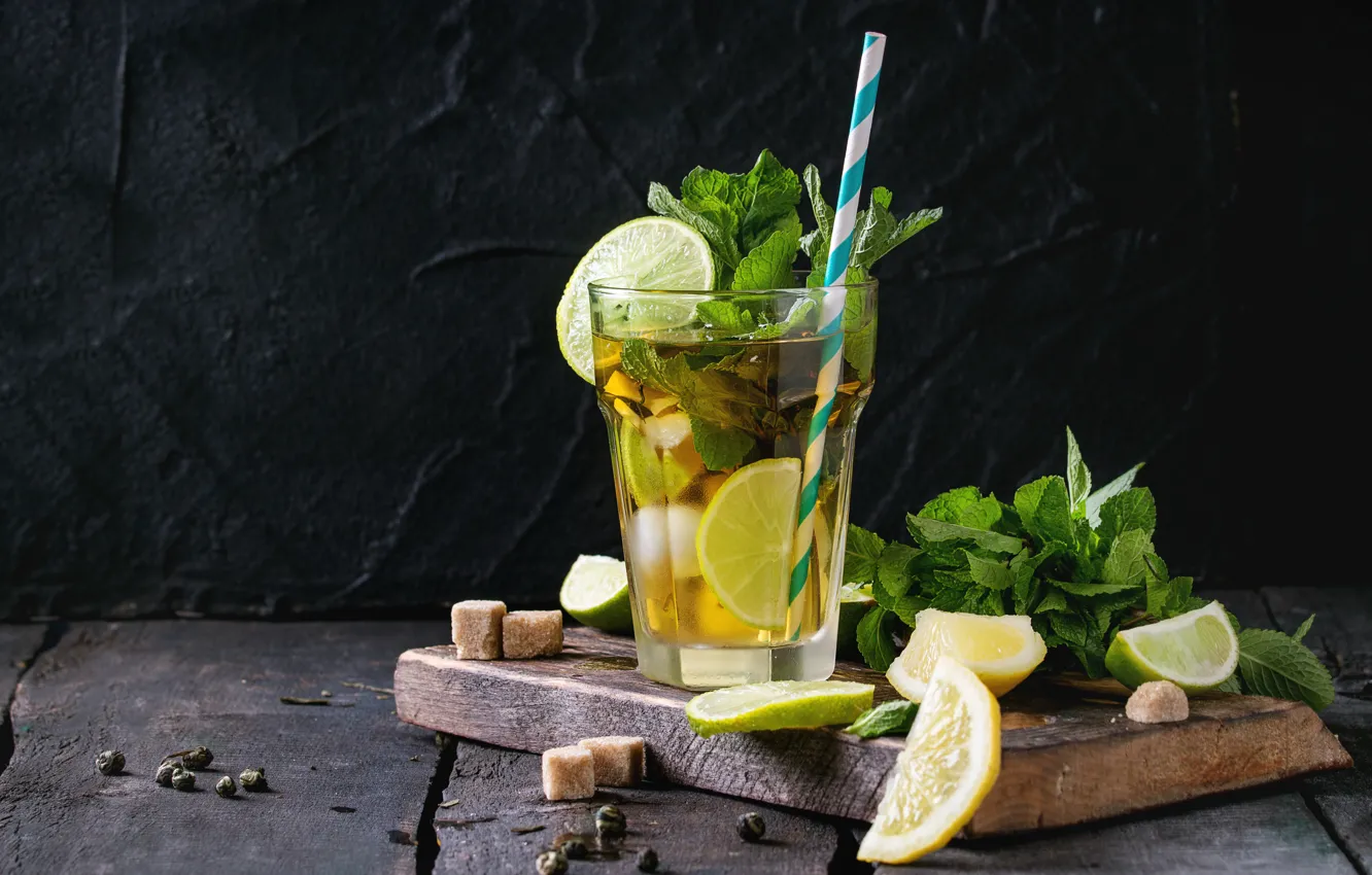 Photo wallpaper ice, green, tea, lime, drink, mint, Natasha Breen