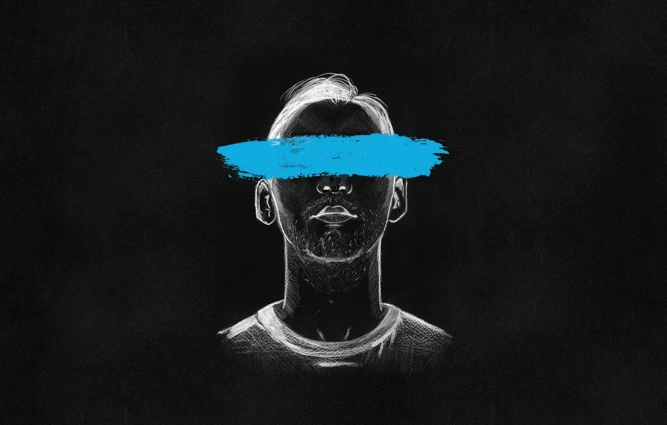 Photo wallpaper darkness, paint, figure, male, guy, pencil drawing, strokes, Black and white