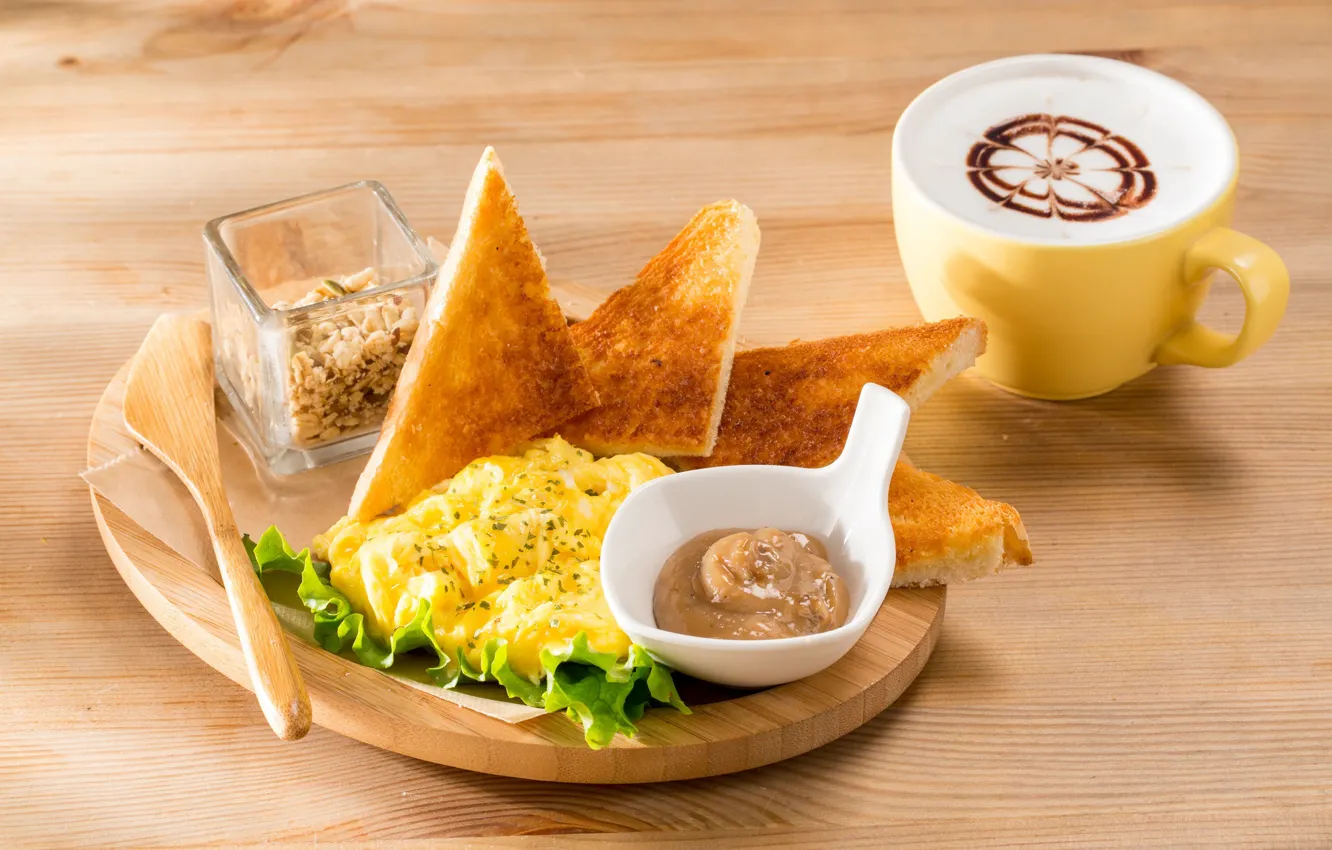 Photo wallpaper cappuccino, sauce, toast, puree