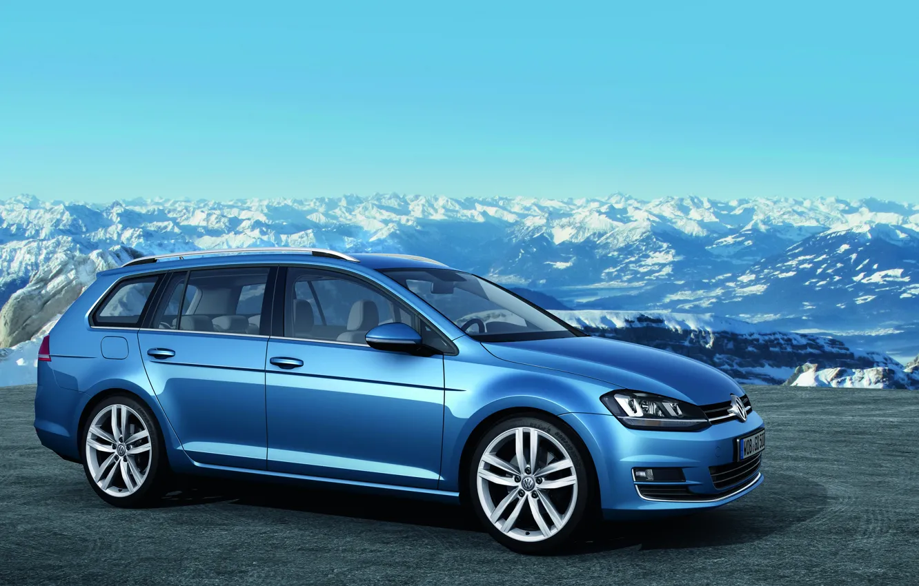 Photo wallpaper Mountains, Volkswagen, Profile, Golf, Universal, Sport Wagon