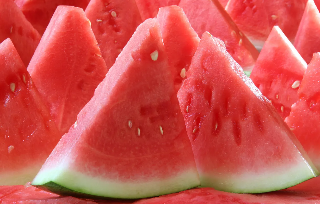 Photo wallpaper macro, watermelon, slices, piece