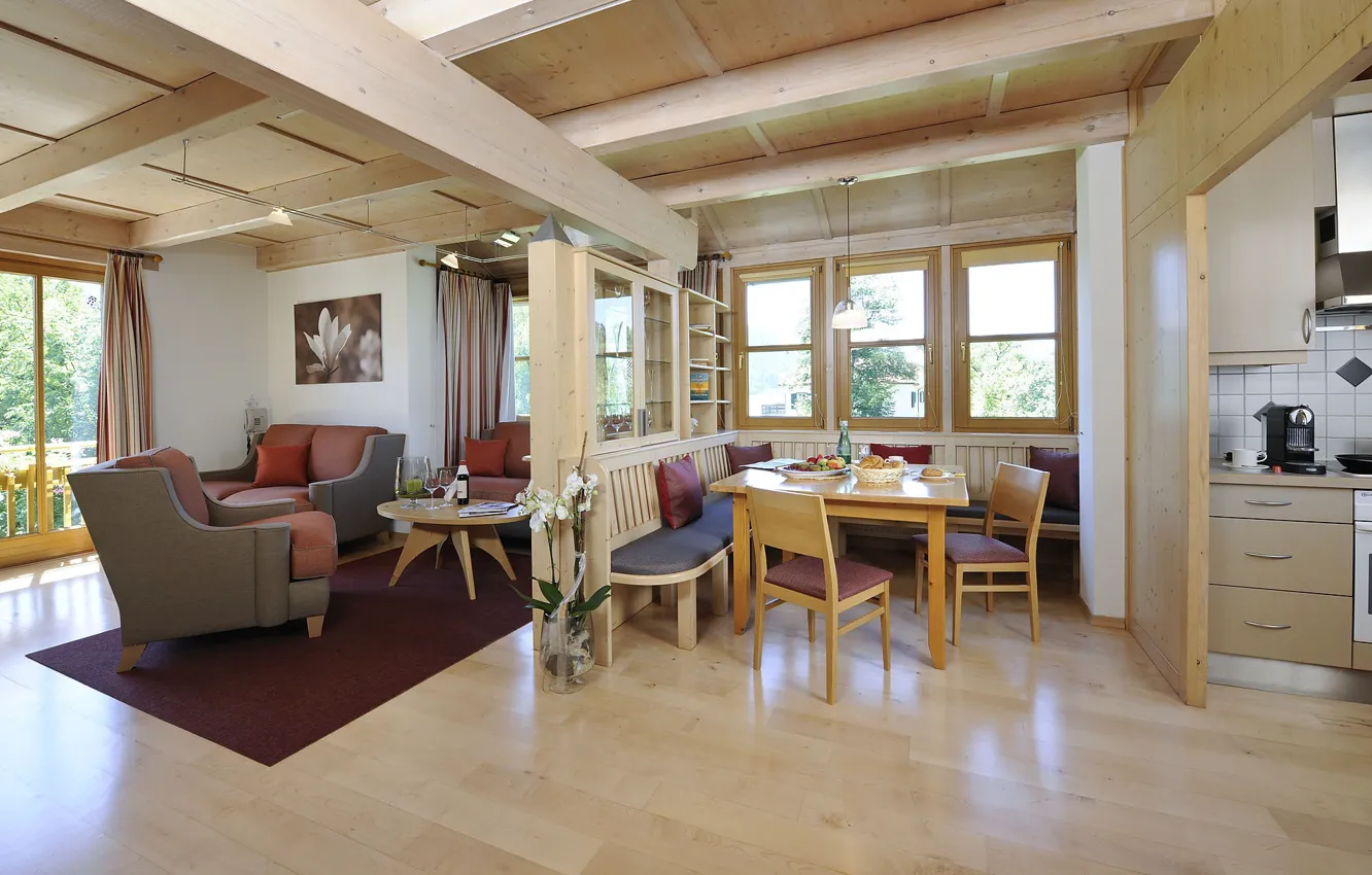 Photo wallpaper interior, kitchen, living room, dining room, Region Villach, Ground village