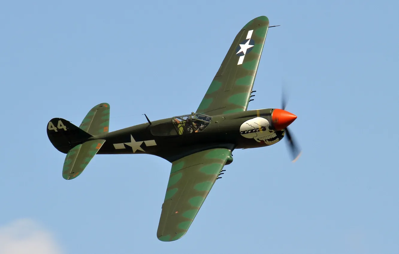 Photo wallpaper time, war, fighter, Warhawk, world, Second, Curtiss P-40M