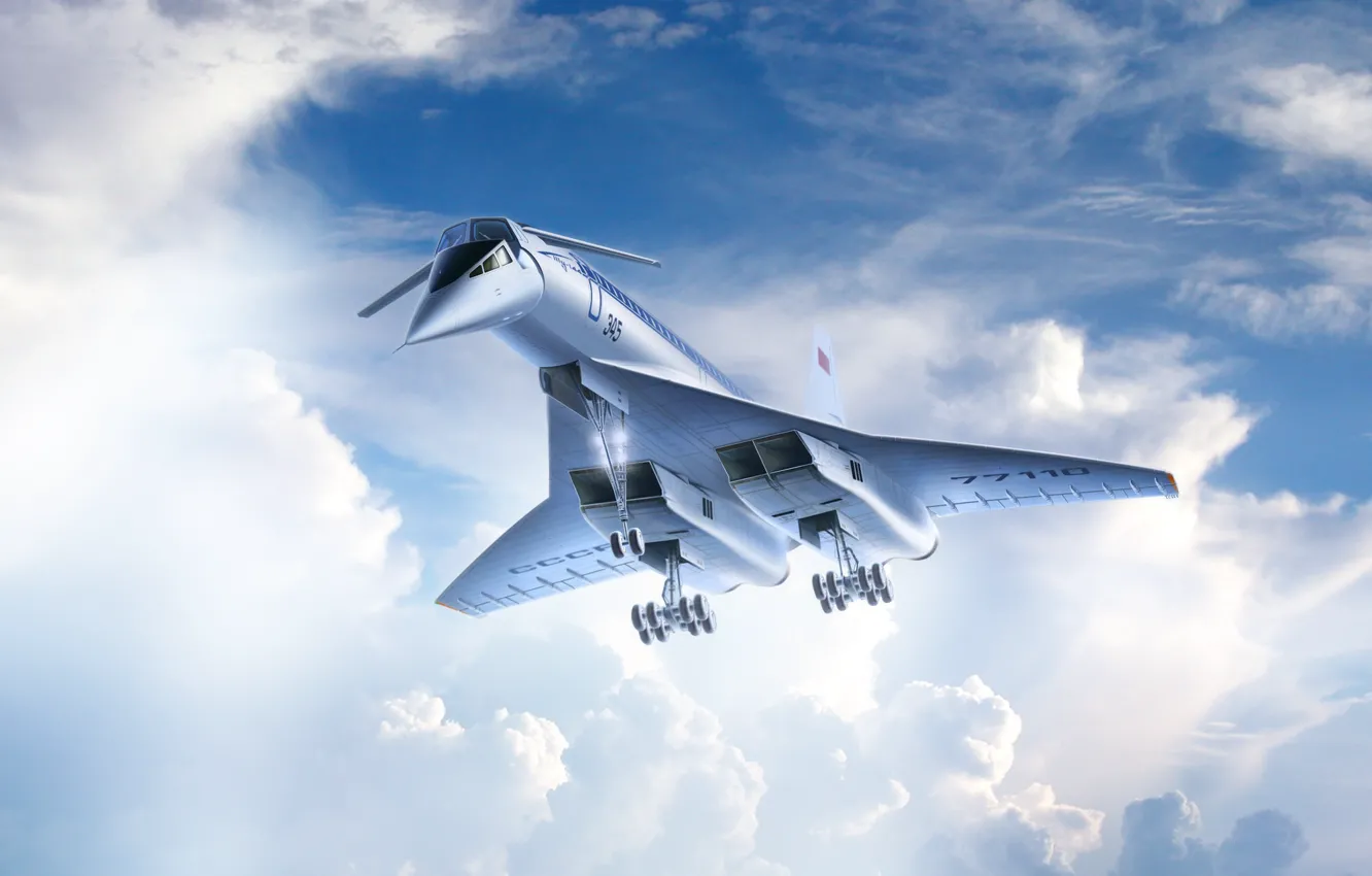 Photo wallpaper the sky, clouds, flight, aviation, Board, USSR, USSR, the plane