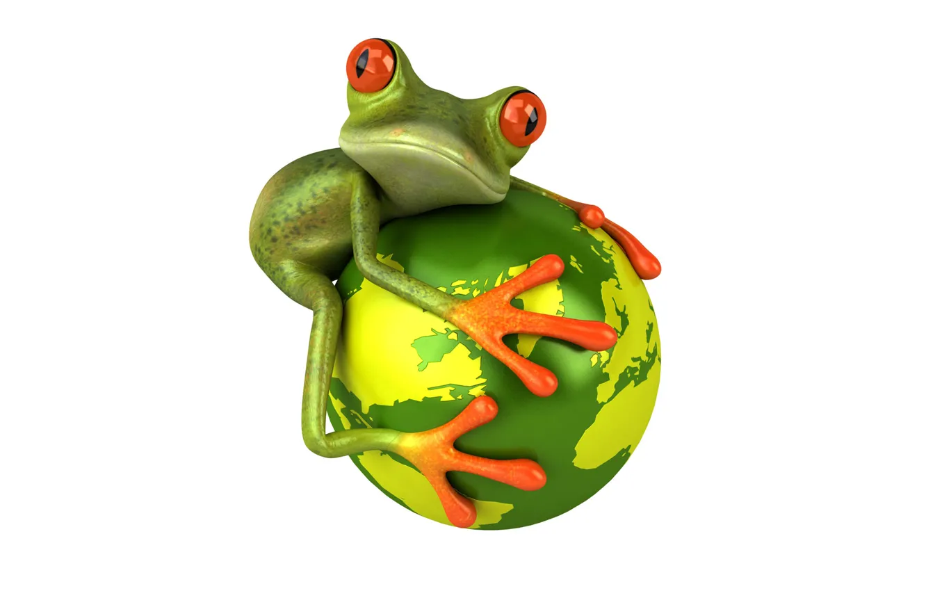 Photo wallpaper look, graphics, planet, frog, Free frog 3d