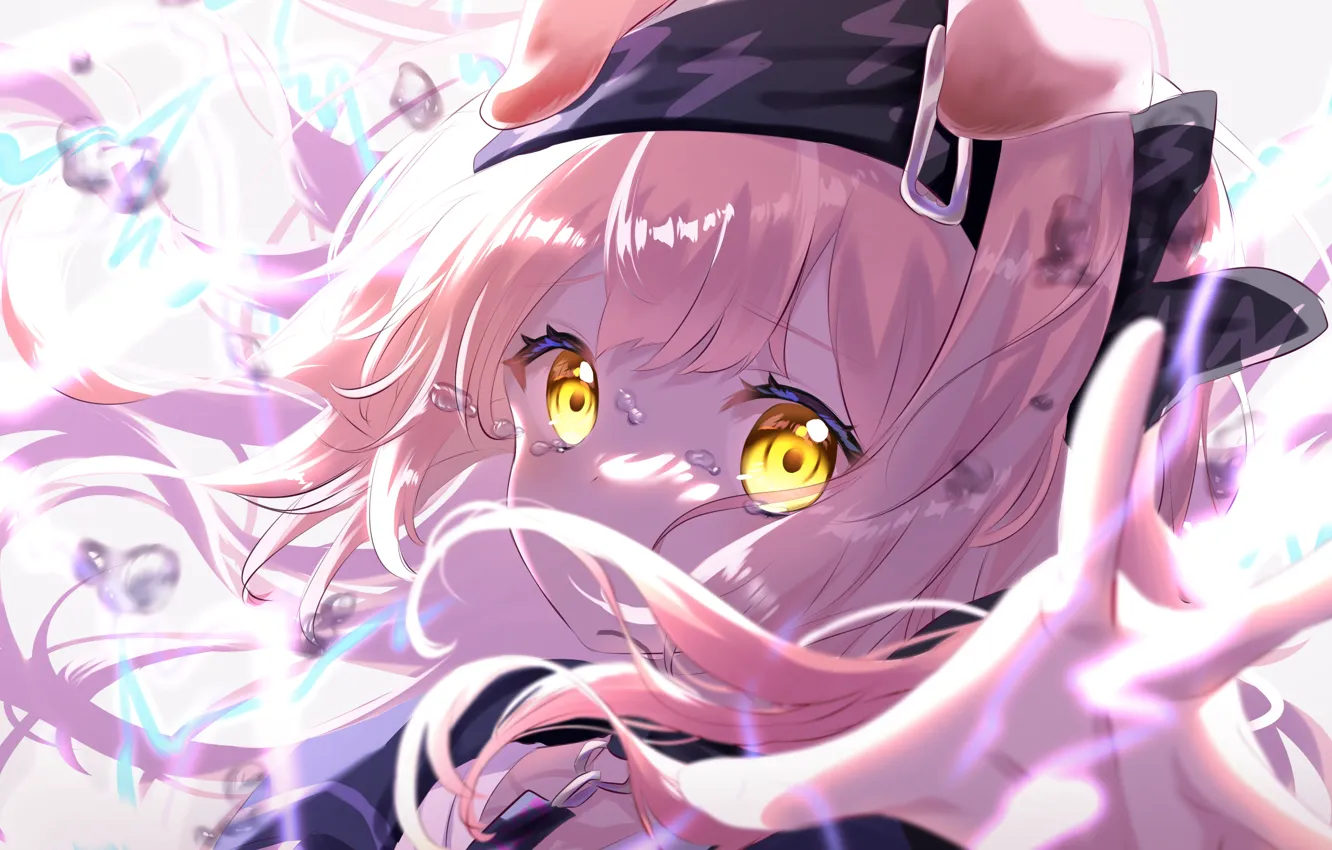 Photo wallpaper girl, tears, electricity, Arknights, Goldenglow