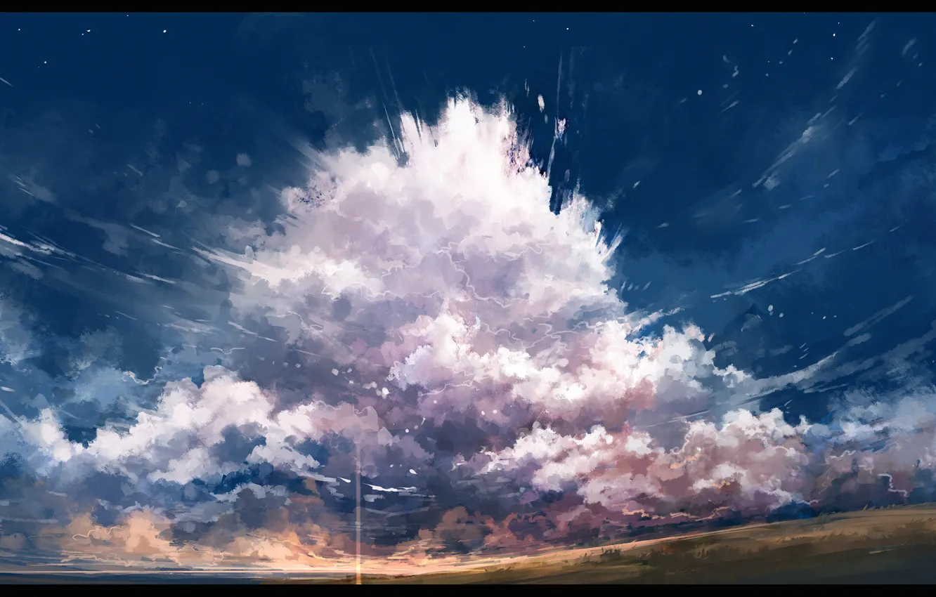 Photo wallpaper the sky, clouds, rays, nature