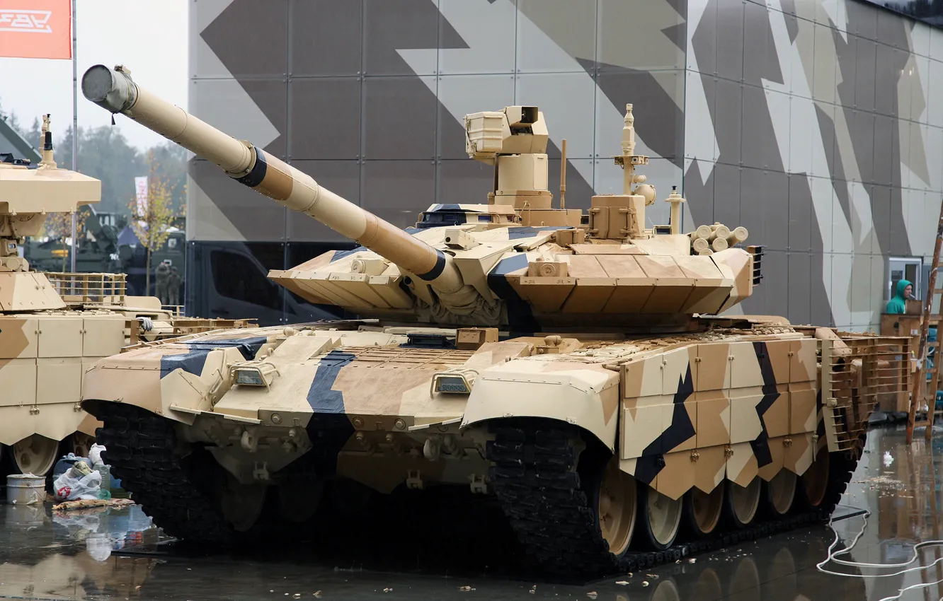 Photo wallpaper MBT, T-90 MS, UVZ, Russian weapons, exhibition of arms