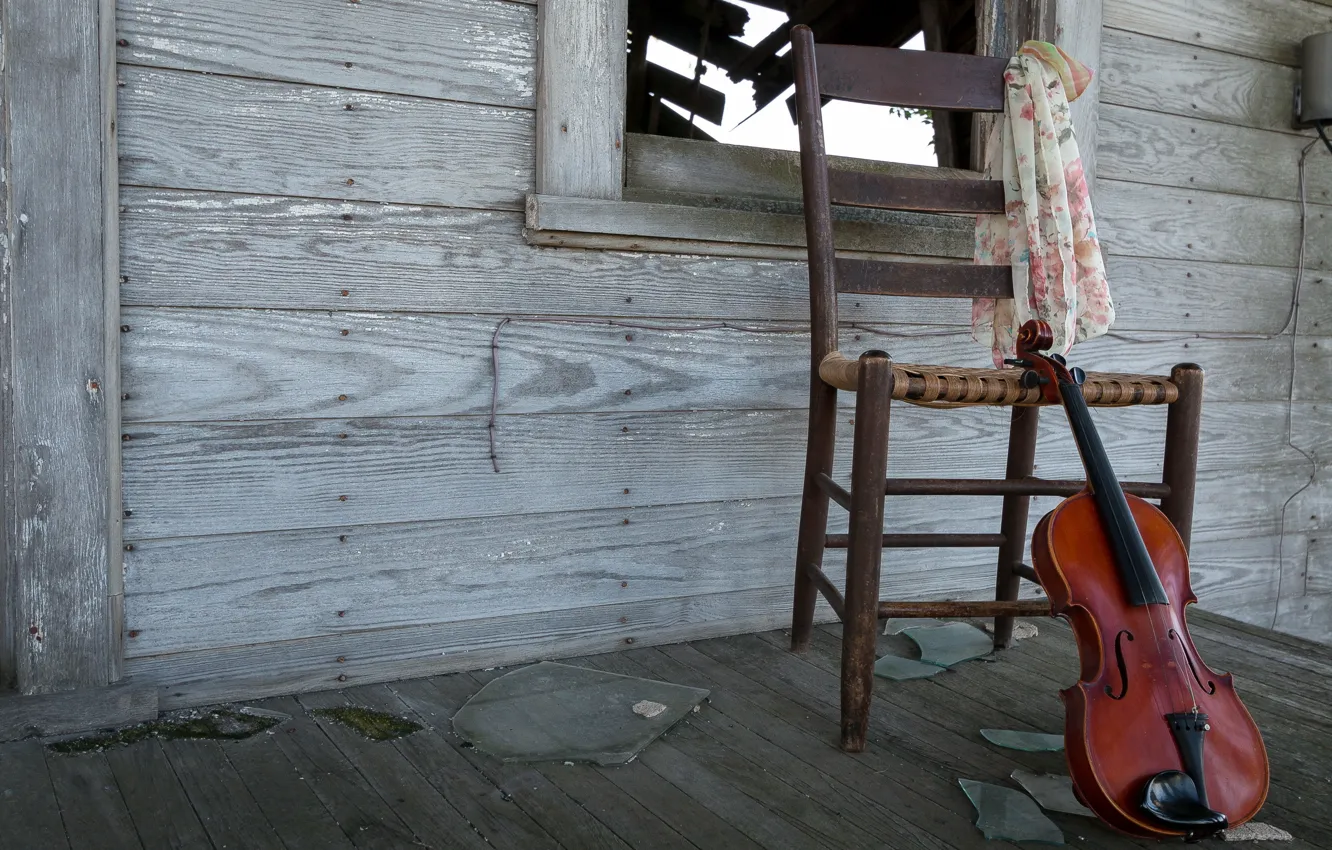 Photo wallpaper house, music, violin, chair