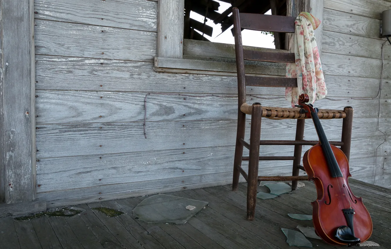 Photo wallpaper music, violin, home, chair