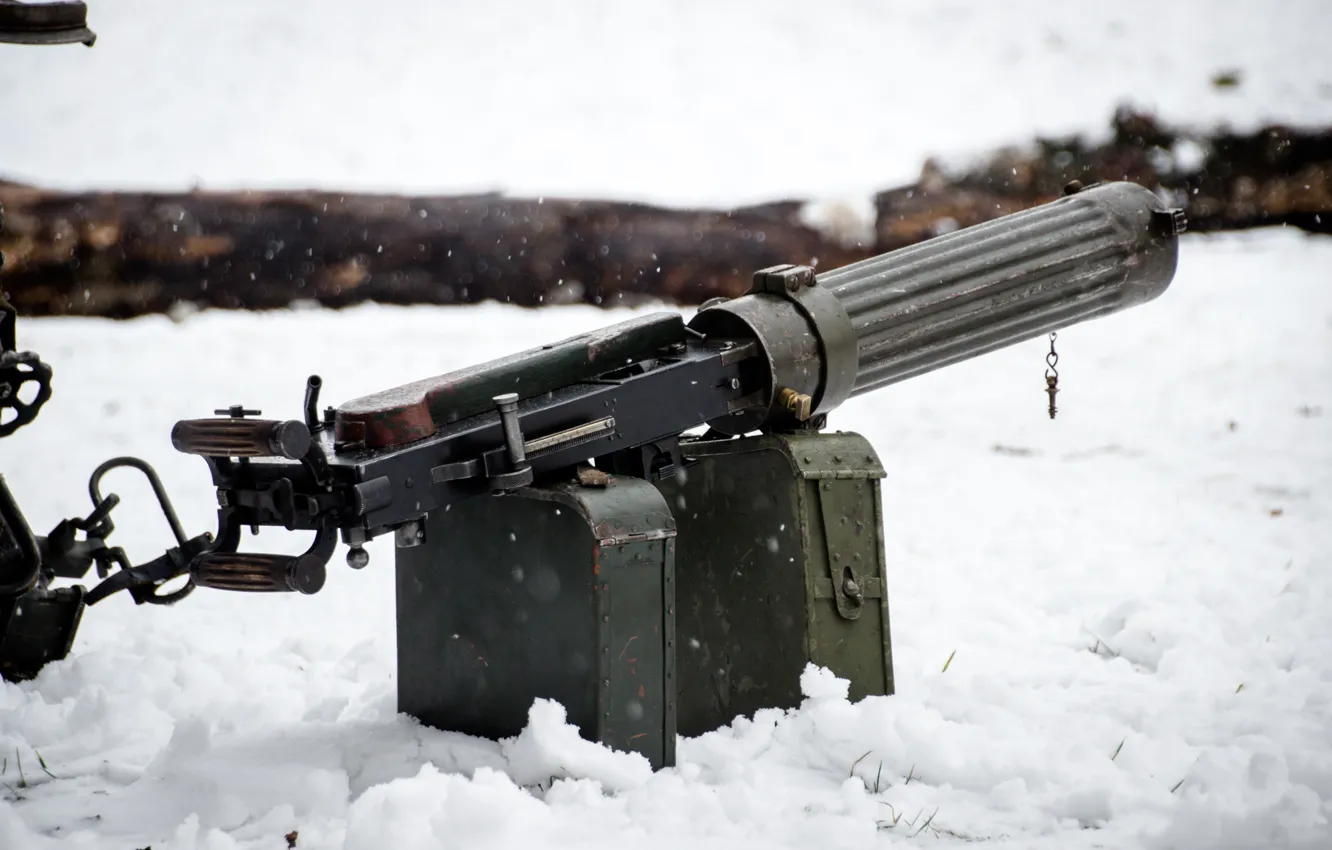 Photo wallpaper weapons, machine gun, easel, Maxim