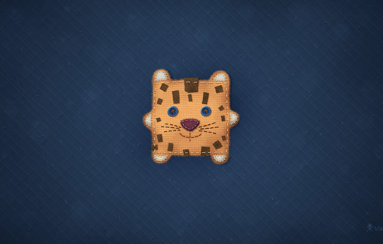 Photo wallpaper cat, embroidery, 1920x1080