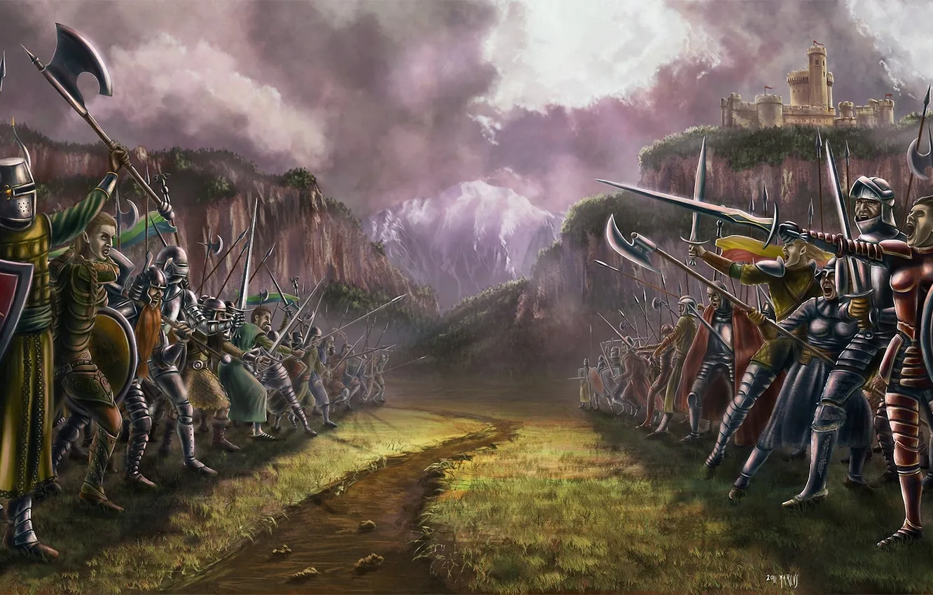 Photo wallpaper warrior, art, soldiers, the battlefield