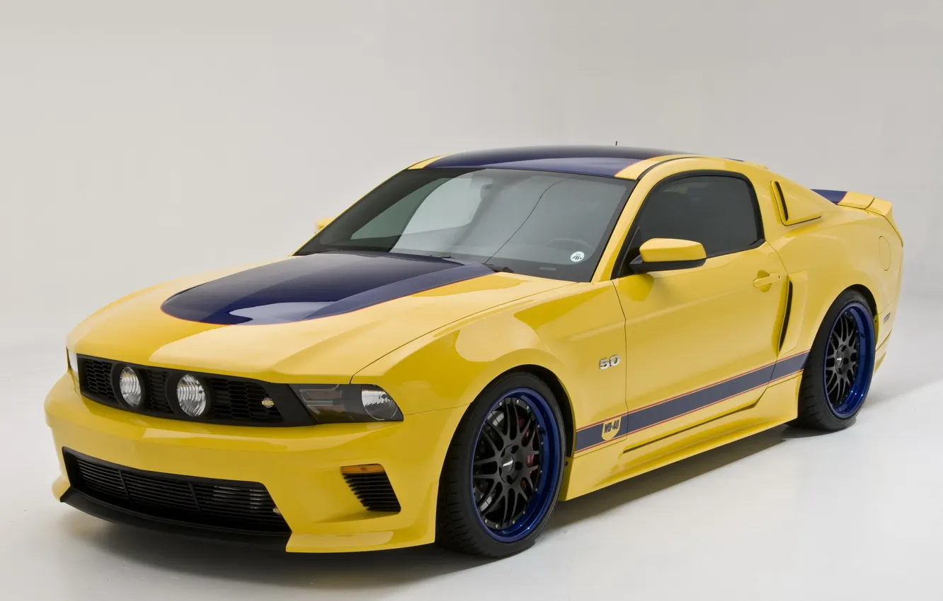 Photo wallpaper auto, Concept, yellow, strip, Mustang, Ford, WD40
