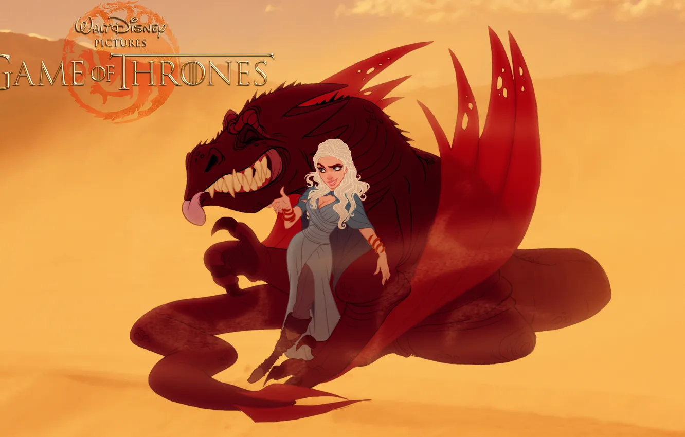 Photo wallpaper dragon, game of thrones, Daenerys Targaryen, fan art