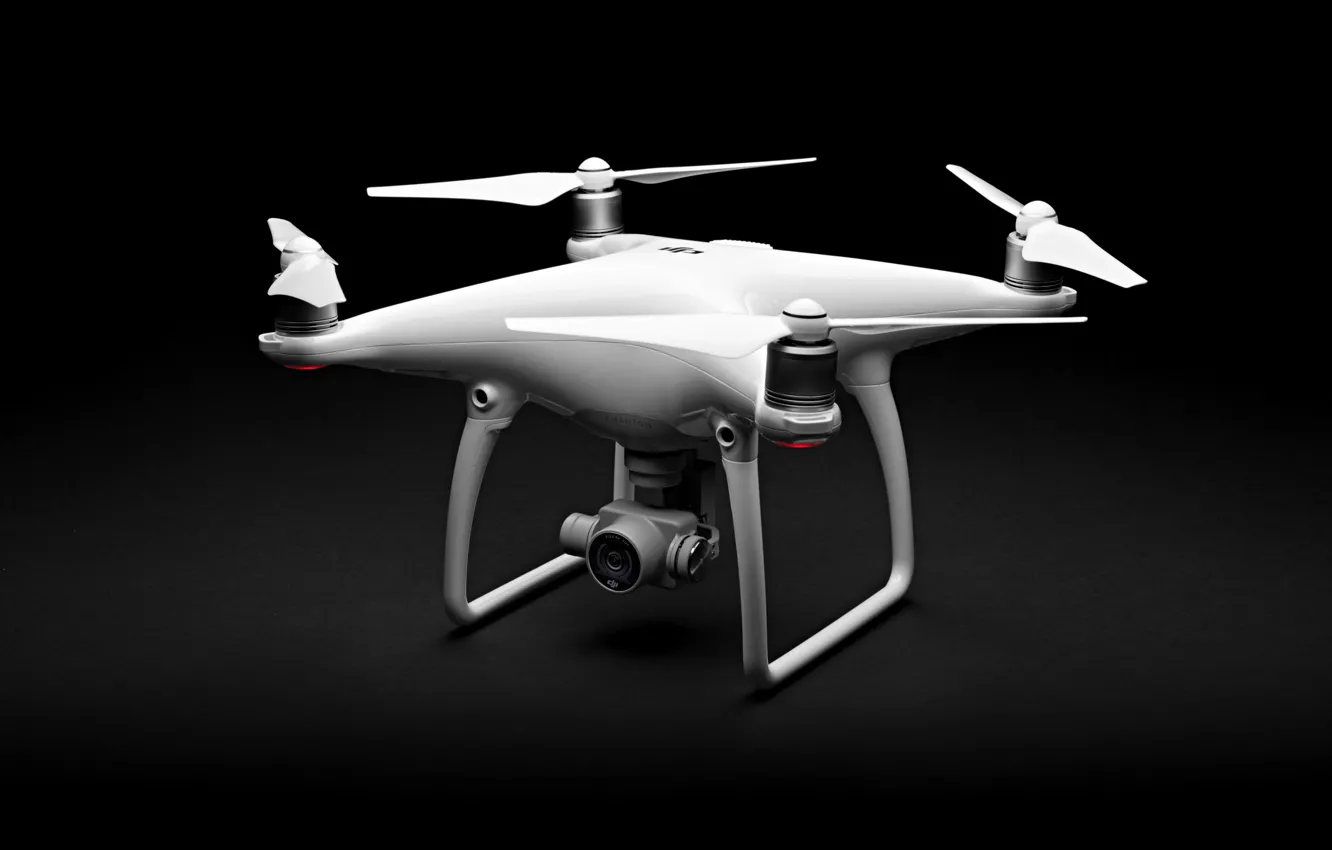 Photo wallpaper Phantom, white, lenses, drone, high tech, quadcopter, DJI Phantom 4, films in 4k