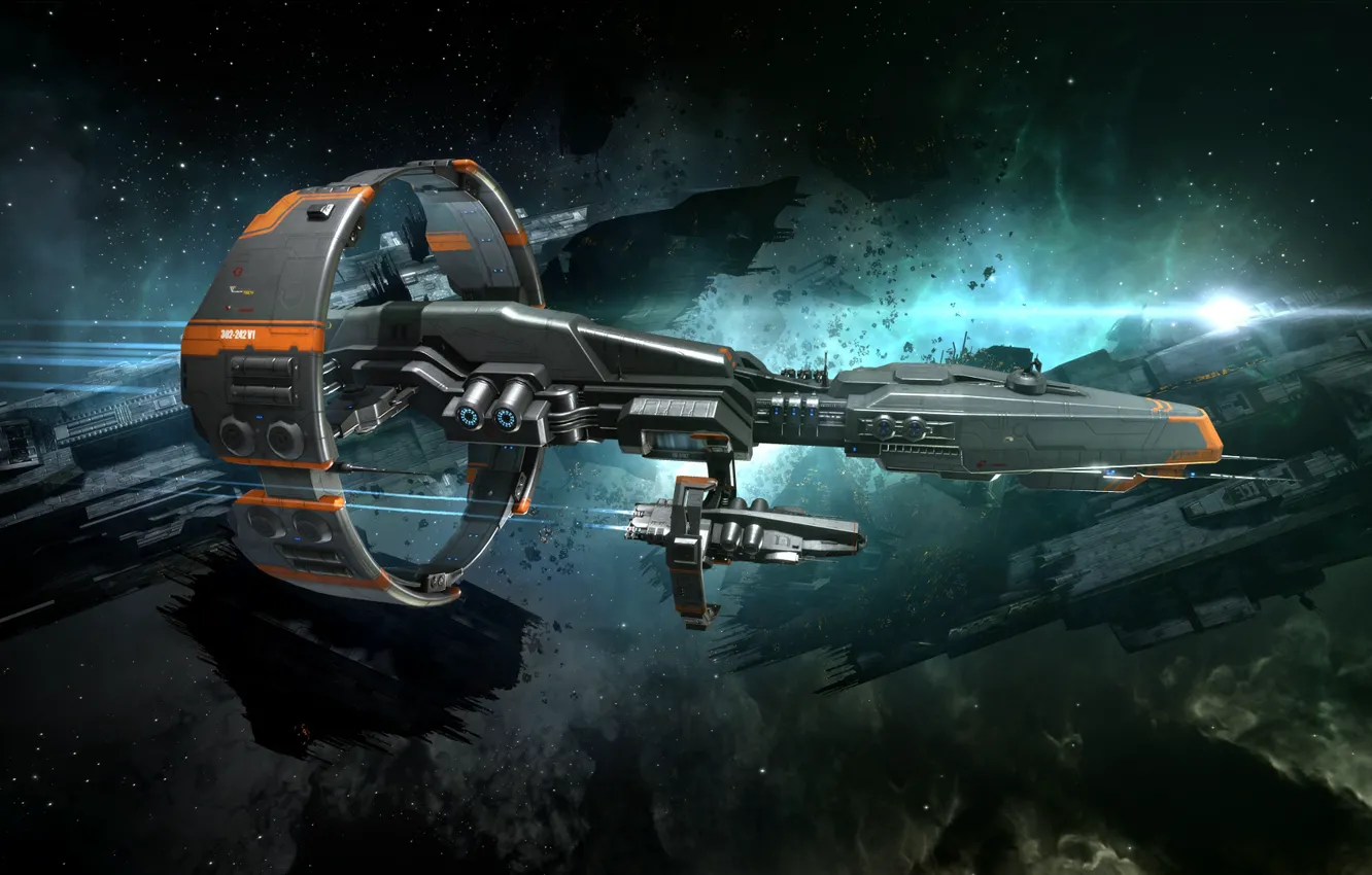 Photo wallpaper nebula, station, Space, space, ruins, battle, spaceship, eve online