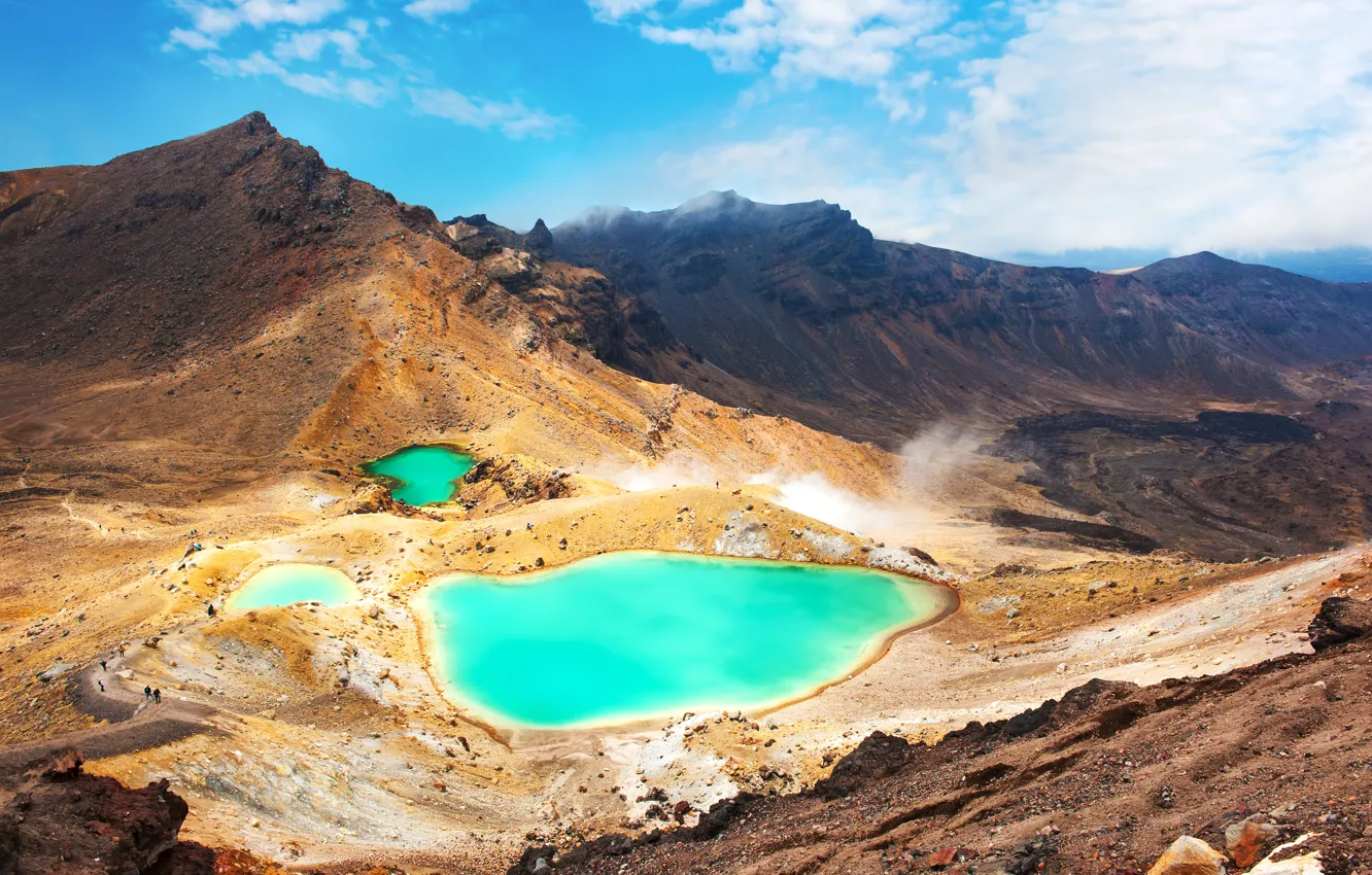 Photo wallpaper landscape, mountains, lake, landscape, mountain, lake, emerald