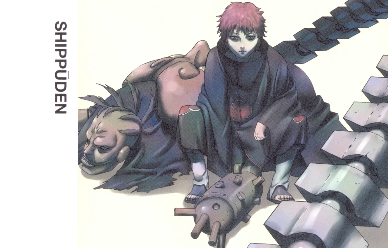 Photo wallpaper mechanism, white background, Naruto, ninja, Akatsuki, war machine, puppet, Sasori