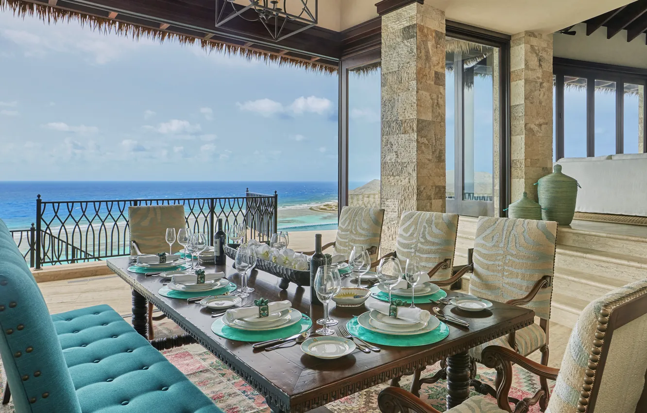 Photo wallpaper Villa, terrace, dining room, British Virgin Islands, luxury villa Brise De Mer