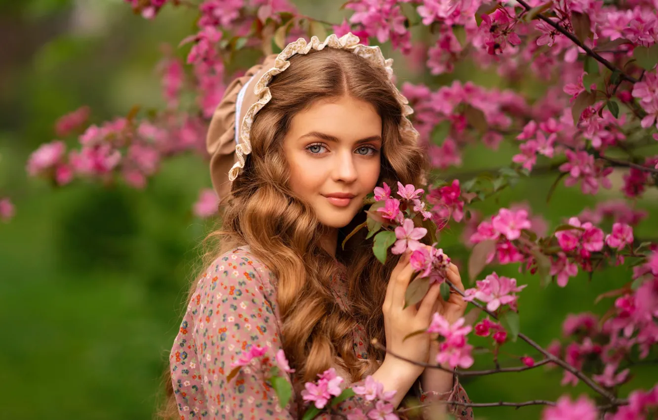 Photo wallpaper look, girl, model, long hair, Olga Boyko, Olga Boyko