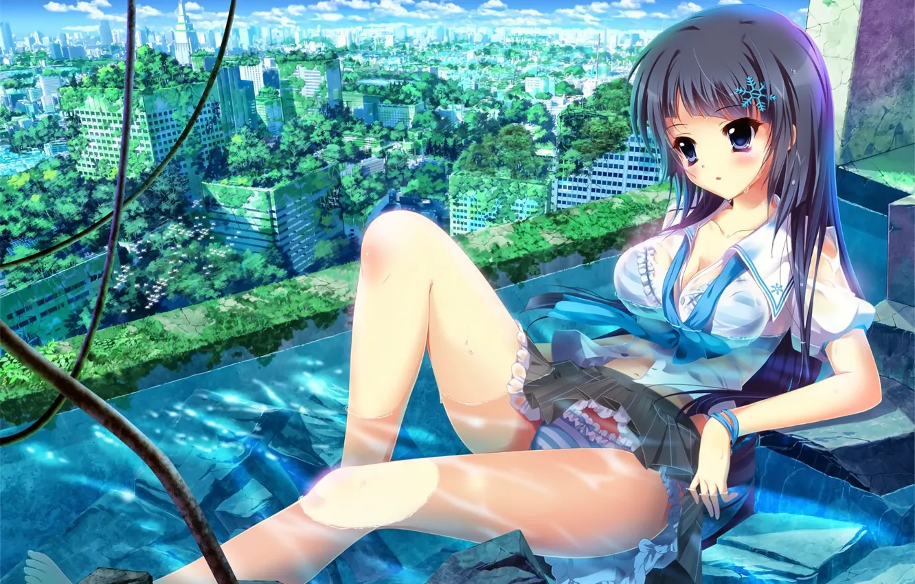 Photo wallpaper girl, sexy, lingerie, Cameltoe, bra, cleavage, panties, long hair