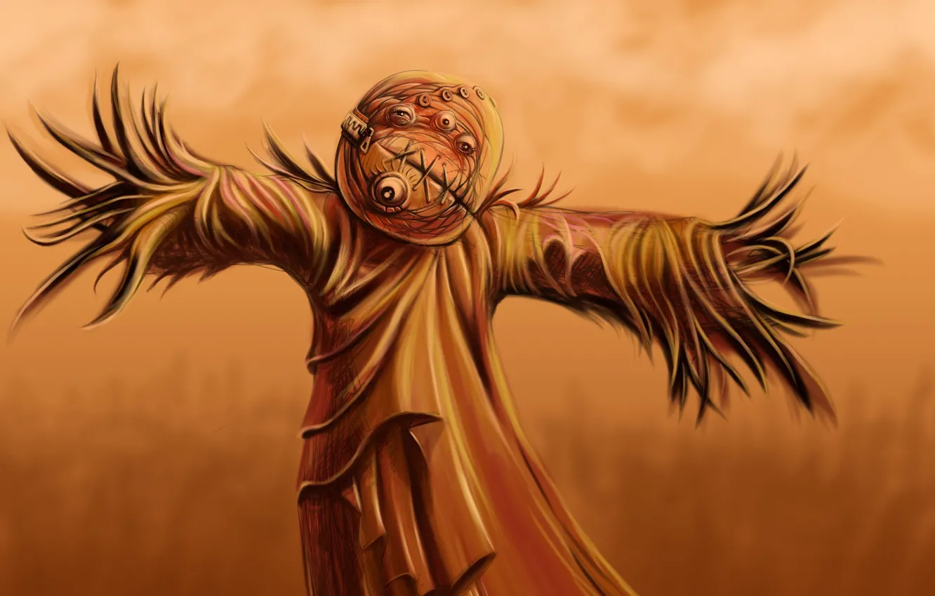 Photo wallpaper mask, art, Scarecrow
