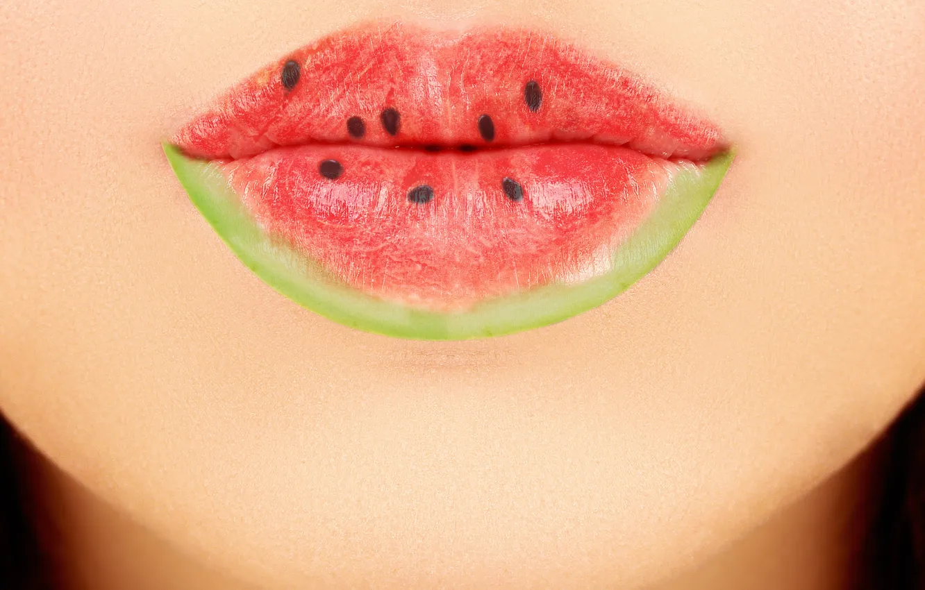 Photo wallpaper creative, watermelon, lips