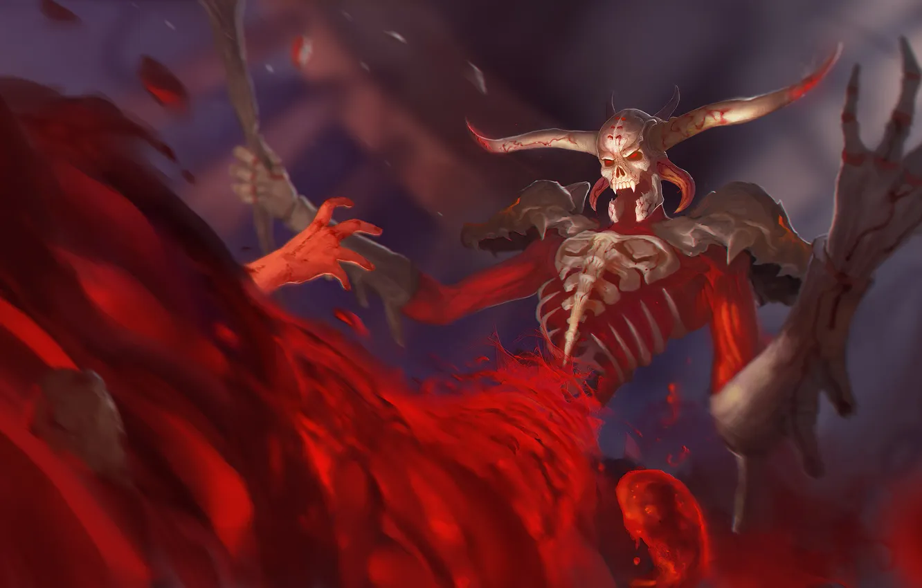 Photo wallpaper blood, the demon, game, art, smite, bloodfire hades